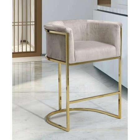 CHIC HOME Modern Contemporary Emery Counter Stool Chair , Half-Moon Goldtone Solid Metal U-Shaped Base, Taupe FCS9421-US